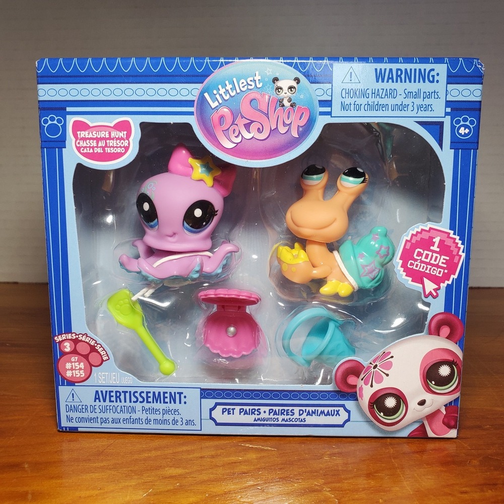 Littlest Pet Shop G7 Treasure Hunt Pet Pairs Series 3 #154 Octopus #155 Crab New